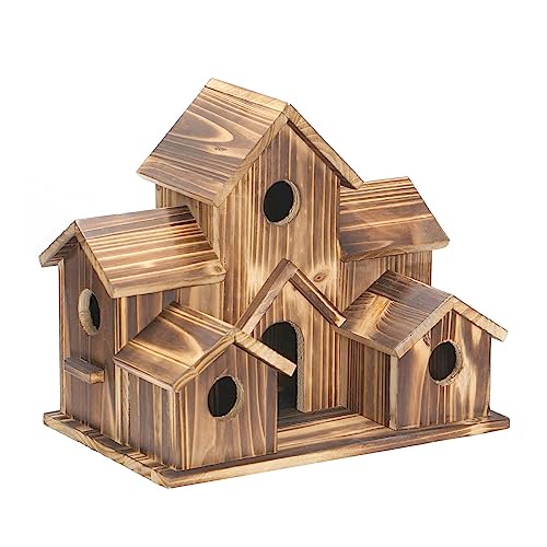 Vogelhaus aus Holz für den Außenbereich, klein, für den Außenbereich, Garten, Vogelnest, handgefertigt, mit 6 Löchern für Wildvögel von MHADBKH