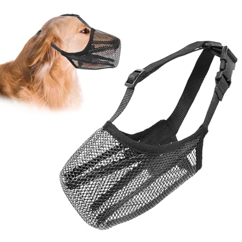 Hund Maulkorb, Maulkorb Für Hunde Weiche Verstellbare Mesh Maulkorb Mittlere Hunde, Giftköderschutz Hund Atmungsaktive Maulkörbe Für Hunde Maulkorb für Kleine Mittlere Große Hunde (M, Schwarz) von MHDUYEG