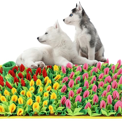 MHTTEC Große Schnüffelmatte für Hunde, 75 x 50 cm, Tulpenstrauch, Schnüffelmatte, Polar-Fleece, Haustier-Futtermatte für Hunde, um natürliche Futtersuchfähigkeiten zu trainieren, 1 x Schnüffelmatte, von MHTTEC