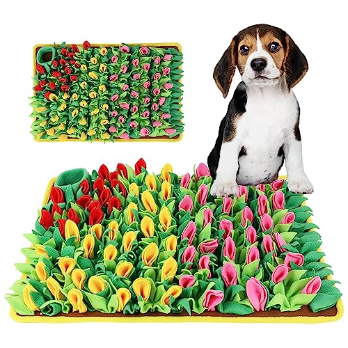 MHTTEC Schnüffelmatte, 60 cm x 40 cm, Tulpen-Schnüffelmatte für Hunde, waschbar, für Training, natürliche Futtersuche, Anreicherung, Spielzeug für Hunde, Blumen, Haustiere, langsames Füttern, 1 Stück von MHTTEC