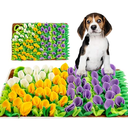 MHTTEC Schnüffelmatte für Hunde, 60 x 40 cm, Tulpenbusch, Schnüffelmatte, Anreicherungsspielzeug für Hunde, Polar-Fleece, Welpen, Schnüffelmatte für Langeweile und Stressabbau, 1 Stück von MHTTEC