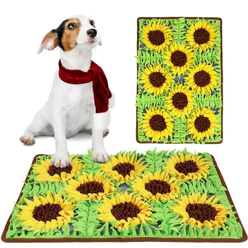 MHTTEC Sonnenblumen-Schnüffelmatte für Hunde, 75 x 50 cm, große Schnüffelmatte, Blumen-Schnüffelmatte für Welpen, Anreicherung, Spielzeug für Hunde, Polar-Fleece, Haustier-Füttermatte, 1 Stück von MHTTEC