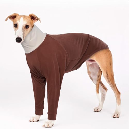 MHaustlie Hund Warm Pullover für mittelgroße Hunde, Hundepullover Hundemantel Fleece für Greyhound, Sweater für Hunde, Pyjama, Hundemantel Fleece für Italienischen Greyhound Whippet (Braun, M) von MHaustlie