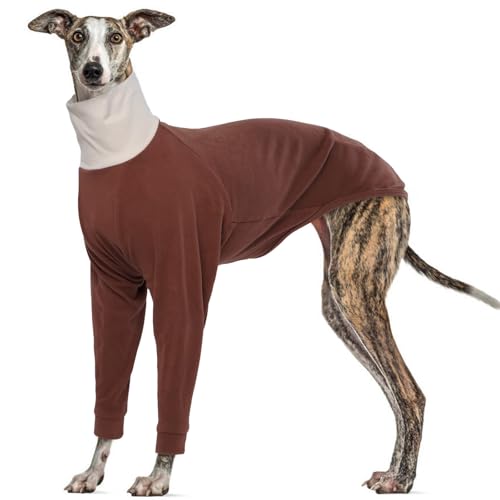 MHaustlie 3XL Windhund Pullover für große Hunde, Warme Hundekleidung für Whippets, Fleece Hund Pullover, Hunde Fleecemantel, Großer Hundepullover, Stretch-Sweatshirt, Fleece-Weste(Braun, 3XL) von MHaustlie