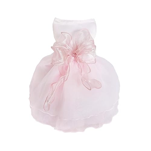 Hundekleid Hochzeitskleid für Hunde Luxus Welpenrock Hundekleidung Prinzessin Kleider Sommer Welpenkleider HundeHochzeit Abendkleider Fliege Kleider Bowknot Kleid für kleine Hundemädchen(L, Rosa) von MHaustlie