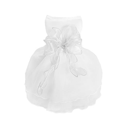 Hundekleid Hochzeitskleid für Hunde Luxus Welpenrock Hundekleidung Prinzessin Kleider Sommer Welpenkleider HundeHochzeit Abendkleider Fliege Kleider Bowknot Kleid für kleine Hundemädchen(L, Weiß) von MHaustlie