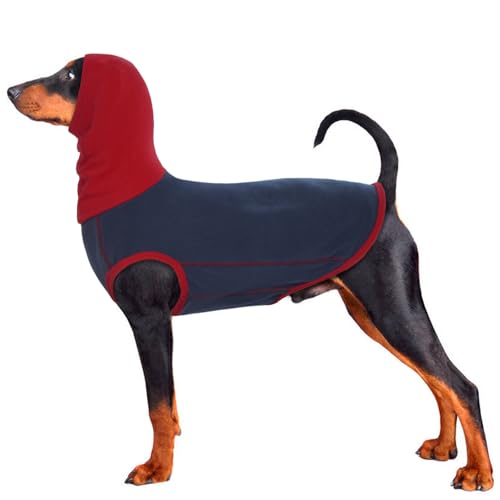 MHaustlie Hundepullover Hundemantel Fleece für Mittlerer Hund, Pullover, Fleece-Weste, Stretch-Sweatshirt, Rollkragen-Hundepullover, Katzenpullover Fleecejacke Hundekleidung(Dunkelblau, L) von MHaustlie