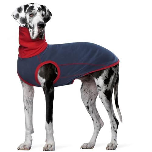 MHaustlie Hundepullover großer Hund, Fleece Hund Pullover, Winter Warme Sweatshirt Hunde Wintermantel Hundepulli, Rollkragen Strickpullover, Winter Hundebekleidung, Hunde Fleecemantel(Dunkelblau, 3XL) von MHaustlie