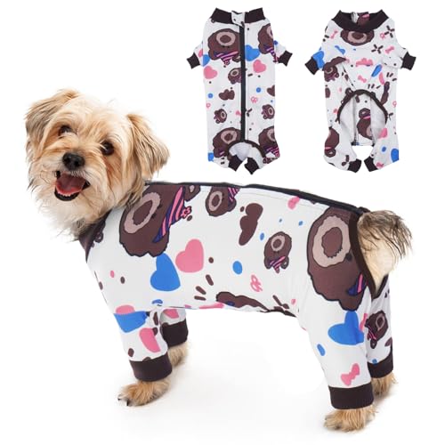 MHaustlie Cute Cartoon Dog Pajamas for Small Medium Dogs Soft and Breathable Dog Jumpsuit with Zipper Stretchy Dog Surgery Recovery Suit for Chihuahua Yorkie von MHaustlie