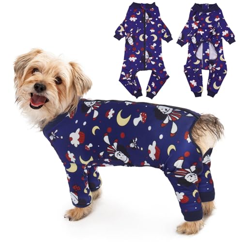 MHaustlie Cute Cartoon Dog Pajamas for Small Medium Dogs Soft and Breathable Dog Jumpsuit with Zipper Stretchy Dog Surgery Recovery Suit for Chihuahua Yorkie von MHaustlie