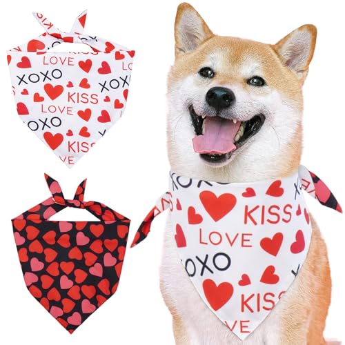 MHaustlie Hunde Smoking Bandana, Valentinstag Hundebandana, Formale Hochzeit Party Hundehalstuch, Doppelseitiges Sabberhandtuch Bandana für Hochzeit Geburtstag (L, Rot) von MHaustlie