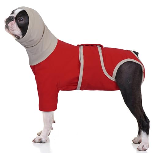 MHaustlie Hundebody nach der Operation, chirurgischer Körper Hund Bodysuit, atmungsaktiver Hundebody nach der Operation, E-Collar Alternative nach Hundekörperoperation, Anti-Wundlecken(Rot, XS) von MHaustlie