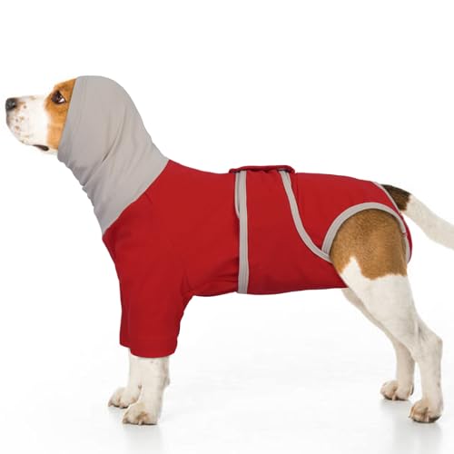 MHaustlie Hundekörper nach der Operation, Nach der Operation Hund Erholung Anzug weiblich, Hund Genesungsanzug für Spay, Neuter, Hautbedingungen Anti-Licking, Chirurgischer Onesie für Hunde(Rot, XL) von MHaustlie