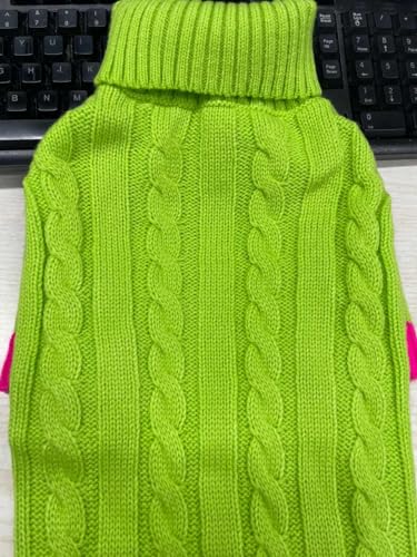 MHaustlie Kleiner Hundepullover, Warmer Hundesweater für kaltes Wetter, Strickwaren mit Rollkragen, Dicker Warmer Pullover, Hundesweater für Chihuahua, Bulldogge, Dackel, Mops, Yorkie (Grün, S) von MHaustlie