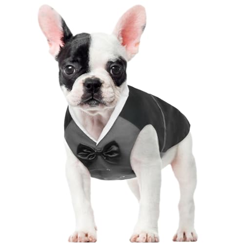 MHaustlie Hundesmoking formales Hund Prinzen Hochzeitskleid Hemd mit Fliege Hund Gentleman Outfit Hund Geburtstagsparty Kostüm für große mittlere und kleine Hunde Elegante Hundebekleidung von MHaustlie