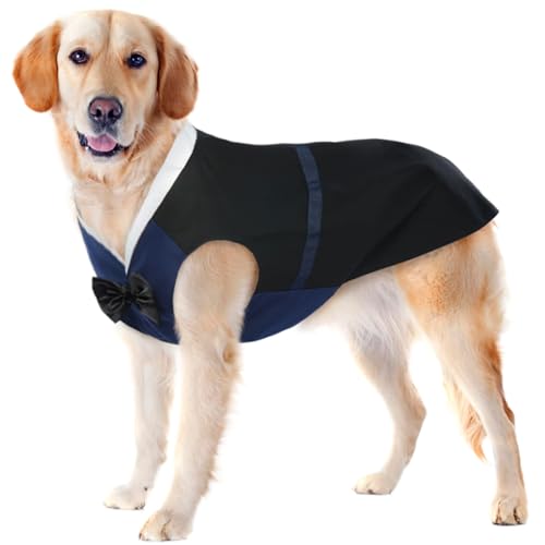 MHaustlie Hundesmoking formales Hund Prinzen Hochzeitskleid Hemd mit Fliege Hund Gentleman Outfit Hund Geburtstagsparty Kostüm für große mittlere und kleine Hunde Elegante Hundebekleidung von MHaustlie