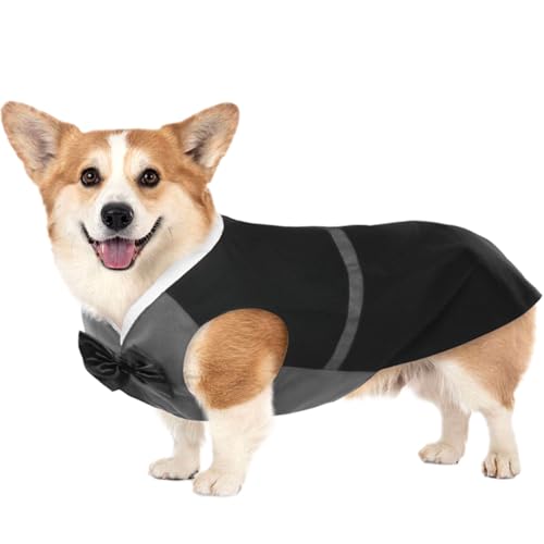 MHaustlie Hundesmoking formales Hund Prinzen Hochzeitskleid Hemd mit Fliege Hund Gentleman Outfit Hund Geburtstagsparty Kostüm für große mittlere und kleine Hunde Elegante Hundebekleidung von MHaustlie