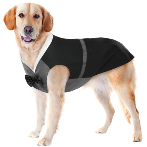 MHaustlie Hundesmoking formales Hund Prinzen Hochzeitskleid Hemd mit Fliege Hund Gentleman Outfit Hund Geburtstagsparty Kostüm für große mittlere und kleine Hunde Elegante Hundebekleidung von MHaustlie