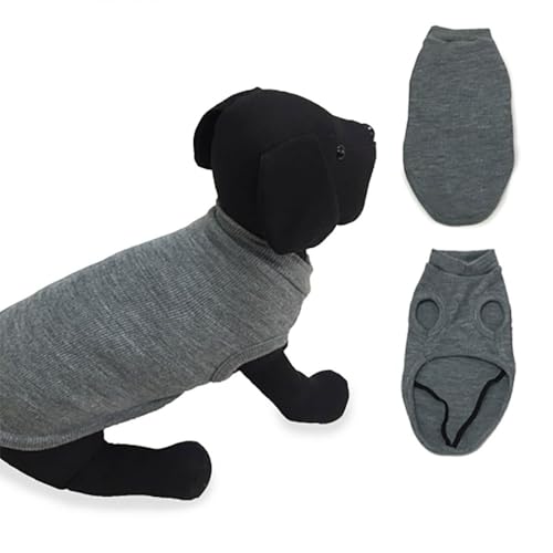 Einfarbiger Pullover, grau, Hundebekleidung, Größe 25, weich, schützt vor Kälte, einfache Anbringung, Öffnung an der Unterseite. Mi&Dog von MI&DOG