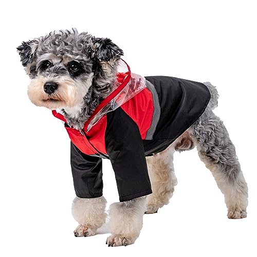 Hunde-Regenmantel, wasserdichte Welpenkleidung mit Kapuze, für kleine und mittelgroße Hunde, Haustier-Regenmantel mit reflektierendem Band, modischer Hunderegenmantel mit Lederlöchern (Größe XXXL, von MIANHUATANG