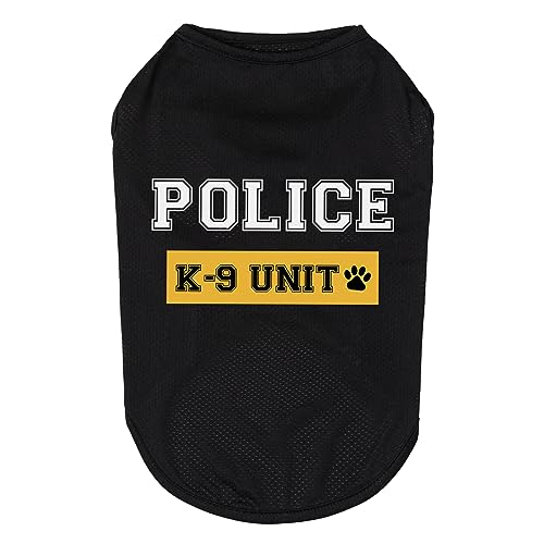 T-Shirt für Hunde und Katzen, Polizei-Hunde-T-Shirt, Hunde-T-Shirt, kleine Welpen, Hundekleidung, T-Shirts für Hunde und Jungen (Größe L, Schwarz) von MIANHUATANG