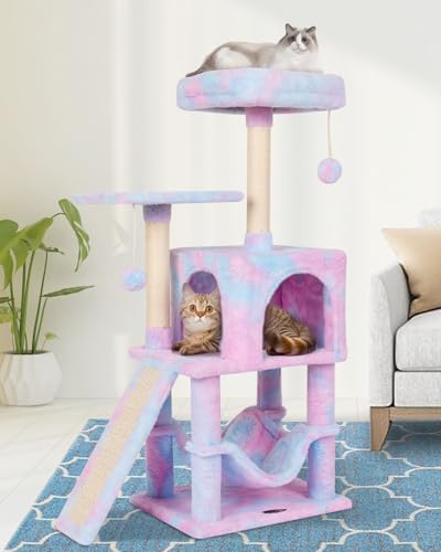 MIAO PAW 22Rainbow Katzenbaum für Indoor-Katzen, Katzenturm mit Kratzbaum, moderne Aktivitätshaus-Hängematte & hängender Ball Condo mit Brett von MIAO PAW