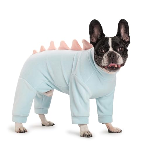 Fleece-Dinosaurier-Hunde-Halloween-Kostüm, französische Bulldogge, bezauberndes Urlaubs-Outfit, Haustier, niedlicher Welpe, Kapuzenpullover, Halloween, Cosplay, Tierkostüm für kleine, mittelgroße von MIAODODO