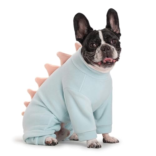 Fleece-Dinosaurier-Hunde-Halloween-Kostüm, französische Bulldogge, bezauberndes Urlaubsoutfit für Haustiere, niedlicher Welpe, Kapuzenpullover, Halloween, Cosplay, Tierkostüm für kleine, mittelgroße von MIAODODO