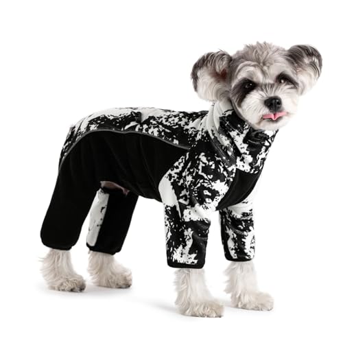 Hunde-Wintermantel aus weichem Fleece für kleine und mittelgroße Hunde, Pullover, Pyjama, Body, winddicht, warm, kaltes Wetter, Ganzkörperweste, gemütlicher Overall, Bekleidung, Outfit, Kleidung von MIAODODO