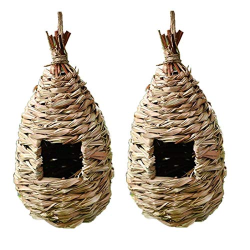 Vogelhäuschen, Vogelnest, gewebtes Vogelnest Kolibri Haus hängende Vogelhütte für Vogelhabitat Gartendekoration im Freien 2PCS Vogelkäfige Gartenverzierung von MIAOLULU