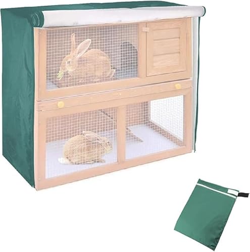 Abdeckung für Kaninchenstall, wasserdichte Kaninchenkäfig-Staubschutz, 210D-Oxford Doppelschicht Abdeckung für Katzen, Hamster, Kaninchen, Haustiere, 122x50x105cm (Grün) von MIATTCLD