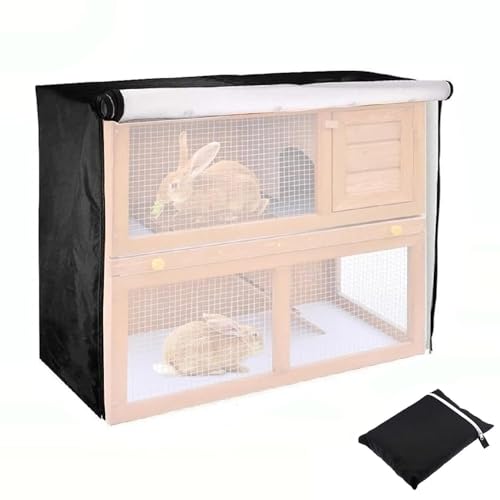 Abdeckung für Kaninchenstall, wasserdichte Kaninchenkäfig-Staubschutz, 210D-Oxford Doppelschicht Abdeckung für Katzen, Hamster, Kaninchen, Haustiere, 122x50x105cm (‎Schwarz) von MIATTCLD