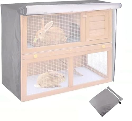 Abdeckung für Kaninchenstall, wasserdichte Kaninchenkäfig-Staubschutz, 210D-Oxford Doppelschicht Abdeckung für Katzen, Hamster, Kaninchen, Haustiere, 122x50x105cm (‎Grau) von MIATTCLD