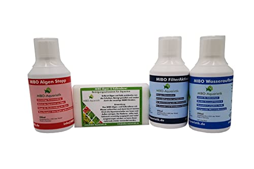 MIBO Spar Set Aquarium Pflege 3 x 250ml +Algenradierer Wasseraufbereiter Algenvernichter Filteraktivator von MIBO-Aquaristik