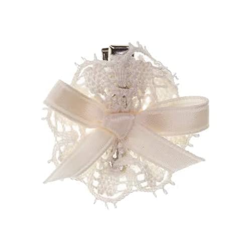 MICHI MICHI-SC103 FIOCCHETTO Pizzo Bianco Hair Pin White Lace Haarschleife für Hunde von MICHI