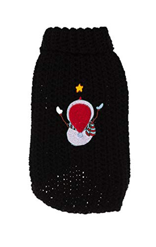 MICHI MICHI-SCMX03-M Maglione Natale Xmas Sweater Snowman Black M Hundepullover von MICHI