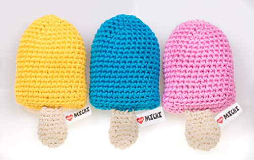 MICHI SC27 Crochet Toy Ice Lolly Yellow Gehäkeltes Hundespielzeug von MICHI