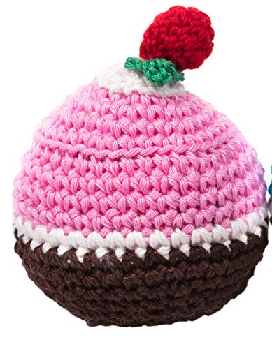 MICHI SC30 Crochet Toy Cupcake Pink and Brown Gehäkeltes Hundespielzeug von MICHI