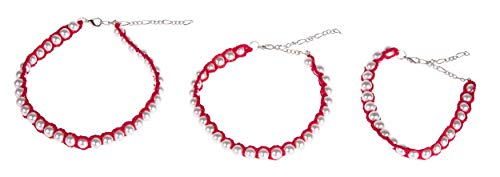 MICHI SC73 Crochet Necklace red S 18-25 cm (7-10") Halskette für Hunde von MICHI