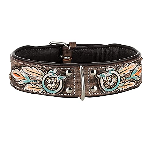 MICHUR Halona Hundehalsband Leder, Lederhalsband Hund, Halsband, Leder, Indianer, Schwarz Braun, in verschiedenen Größen erhältlich von MICHUR OUR WORLD OF PETS FINEST