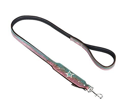 MICHUR Stardust Hundeleine Leder, Lederleine Hunde, Leder, Flachleine, Stern Muster, Braun Grau Pink Grün, mit Steinchen, 150cm x 2,5cm, passend zum Halsband Stardust von MICHUR OUR WORLD OF PETS FINEST