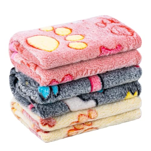 MICOOYO 3Pack Hundedecken Waschbar, Flauschige Fleece Hunde Decke für Katzen Kätzchen Welpen, Warme Decke mit Pfotenaufdruck für Kleine Mittlere und Große Hunde(XLarge) von MICOOYO