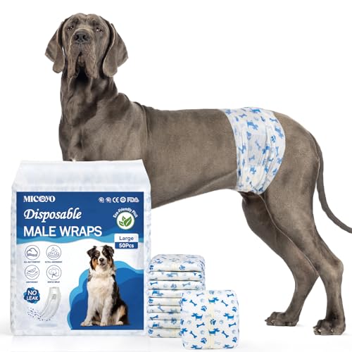 MICOOYO Einweg-Hunde-Bauchbänder für männliche Hunde, Größe L, 50 Stück von MICOOYO