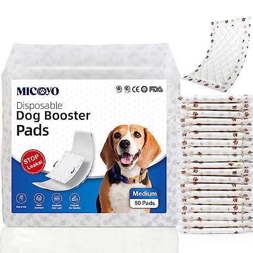 MICOOYO Einweg-Hundewindeleinlagen – Hunde-Booster-Pads für männliche und weibliche Hunde, super saugfähige Hundeeinlagen, passend für die meisten Hundewindeln (ohne auslaufsicheren Schutz) (L-50) von MICOOYO