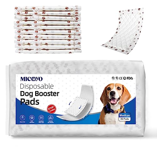 MICOOYO Einweg-Hundewindeleinlagen – Hunde-Booster-Pads für männliche und weibliche Hunde, super saugfähige Hundeeinlagen, passend für die meisten Hundewindeln (ohne auslaufsicheren Schutz) (M-100) von MICOOYO