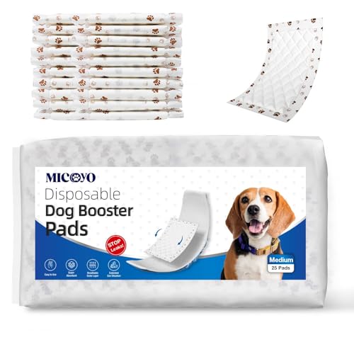 MICOOYO Einweg-Hundewindeleinlagen – Hunde-Booster-Pads für männliche und weibliche Hunde, super saugfähige Hundeeinlagen, passend für die meisten Hundewindeln (ohne auslaufsicheren Schutz) (M-100) von MICOOYO