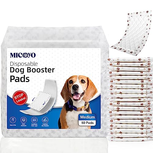 MICOOYO Einweg-Hundewindeleinlagen – Hunde-Booster-Pads für männliche und weibliche Hunde, super saugfähige Hundeeinlagen, passend für die meisten Hundewindeln (ohne auslaufsicheren Schutz) (XL-50) von MICOOYO