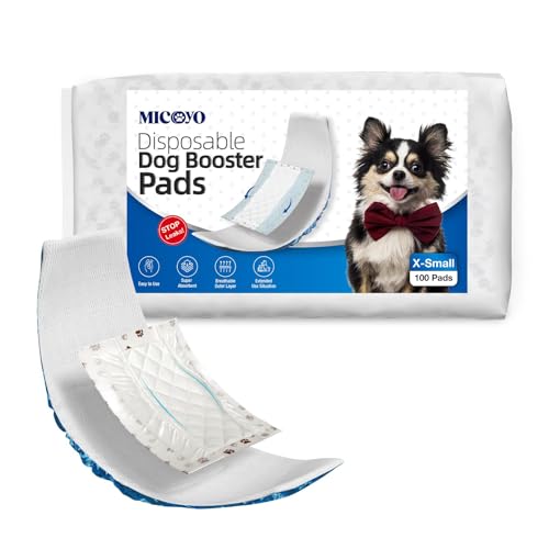 MICOOYO Einweg-Hundewindeleinlagen – Hunde-Booster-Pads für männliche und weibliche Hunde, super saugfähige Hundeeinlagen, passend für die meisten Hundewindeln (seitlicher auslaufsicherer Schutz) (S) von MICOOYO