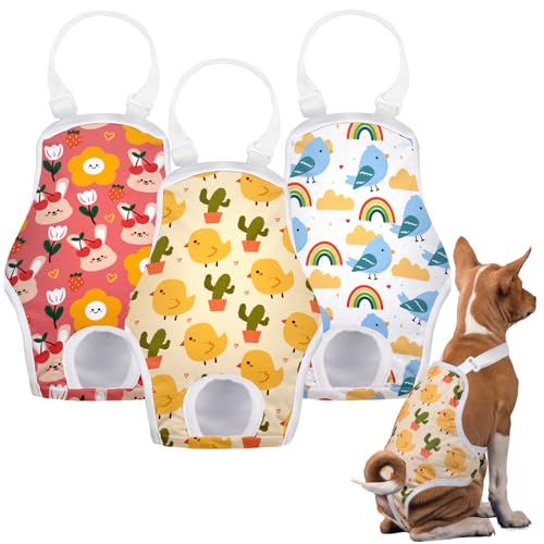 MICOOYO Hundewindel, Einteiler, Sanitärhöschen – wiederverwendbare Hundewindeln für Hunde Welpen, waschbare Hundehose mit verstellbarem Hosenträger (Aniamls, XL) von MICOOYO