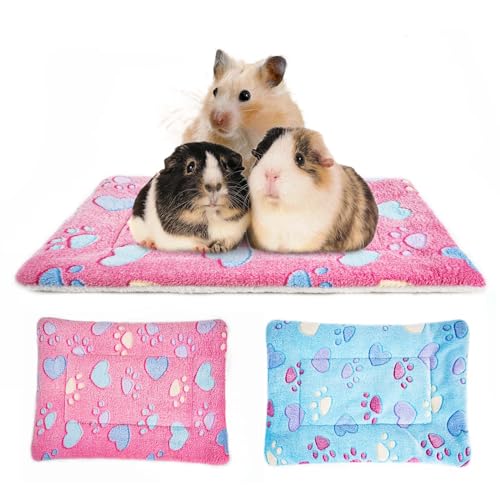 MICOOYO Meerschweinchen-Bettmatte, flauschiges Kaninchenbett, Fleece-Bettmatratzen für Kaninchen, Ratten, Igel, Chinchilla, Hamster (XS, Herz), 2 Stück von MICOOYO